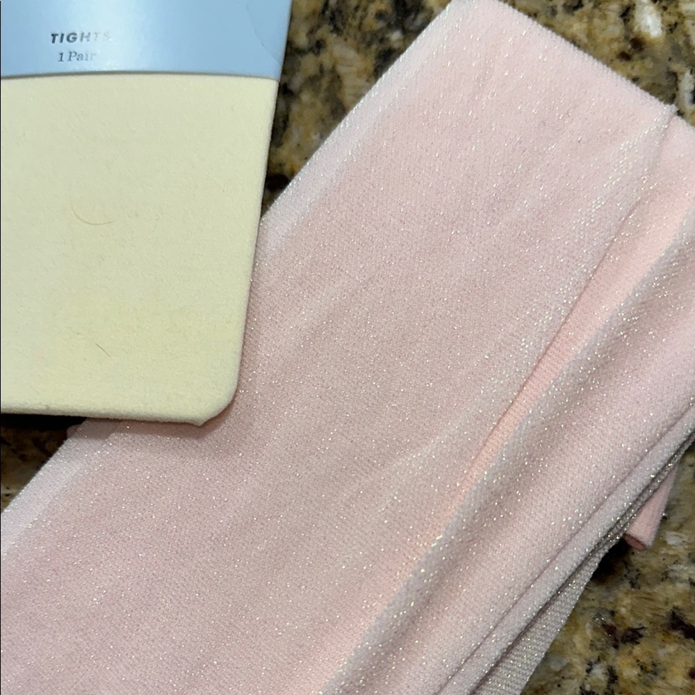 Cat & Jack Soft Cream and Pink Tights - Picture 3 of 3